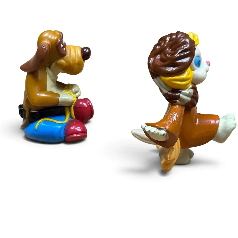 Vintage 1992 Rock-A-Doodle PVC Figures Patou Dog & Edmond Cat Goldcrest DQ toy